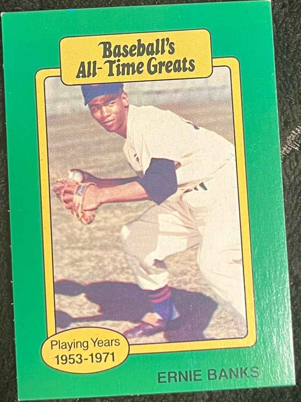 Ernie Banks Baseball Card - Green Border - 'Baseball's All-Time Greats'